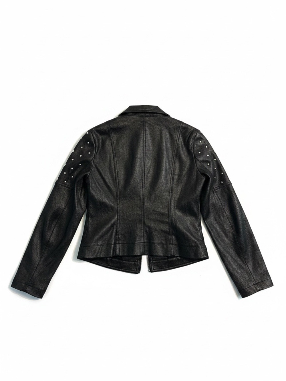 Joseph Ribkoff Studded Black Biker Moto Jacket Silver Studs Medium - Picture 3 of 10
